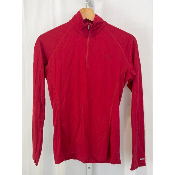 ICEBREAKER Merino Wool Bodyfit 200 1/4 Zip Neck Long Sleeve Top Red Size M - Picture 1 of 10